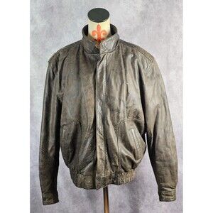 VTG 80’s REED Leather Jacket Bomber Motorcycle Biker Brown Men 44 Removable Lin.